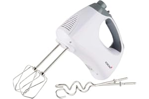Korona 23011 - Batidora de mano con varillas extra largas y gancho para amasar, color blanco y gris