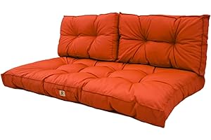deco arts Coussins pour Salon de Jardin - Coussins extérieur - 100x50 cm - Coussin de Remplacement pour Fauteuil, Banc & Chaise d'extérieur - Imperméable, Confortable & capitonné - Orange