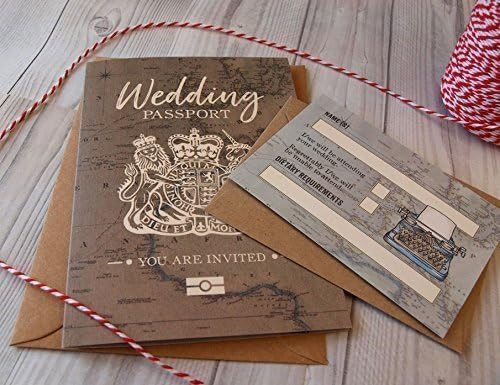 Wedding Passport and RSVP cards and envelopes, Travel wedding invitation, Vintage map invitation, Passport invite, Destination wedding invitation, map invite, RSVP + Envelope
