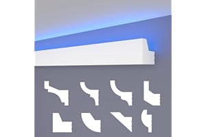 HEXIMO LED Stuckleisten klassisch, XPS Styropor indirekte Beleuchtung Wand- & Deckenleisten Lichtvoutenprofil (Muster HLED 25)