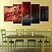 Produktbild adgkitb canvas 5 Stück Wandkunst Bild HDBlack-and-Red-Forest-Landschaft-Natur für Wohnzimmer auf Leinwand gedruckt