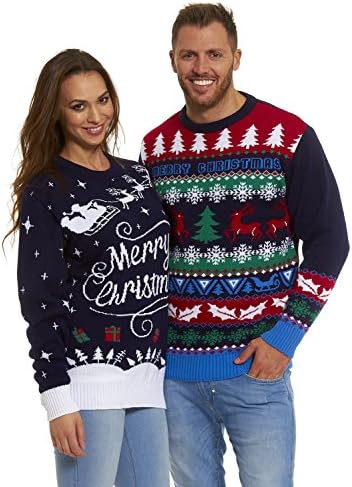 LEKEEZ TM Mens Ladies Christmas Xmas Jumper Sweater Unisex Dress Tunic Rudolph Reindeer Nordic Knitted Fairisle Classic Retro Vintage Novelty