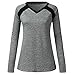 Produktbild Amcool Neu Damen Langarm Shirt V-Ausschnitt Sport Funktionsshirt - Atmungsaktive Laufshirt Fitness Workout Longsleeve Yoga Tunika T-Shirt Bluse