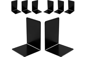 VORTIX 8 Piezas Sujetalibros Negros, Sujeta Libros Tamaño Grande y Reforzado – para Oficina, Escuela y Biblioteca, Sujetalibros Estanteria Minimalistas y Robustos