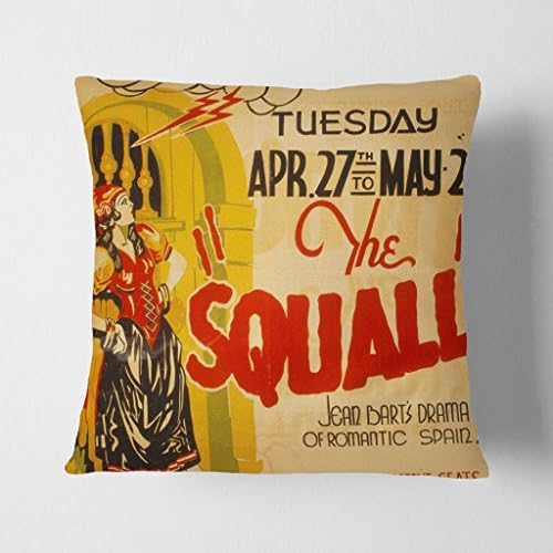 Arty Pie Vintage Wpa Poster The Squall Charcoal Backed Cushion Throw Pillow, Multi-Colour, 17 x 17-Inch