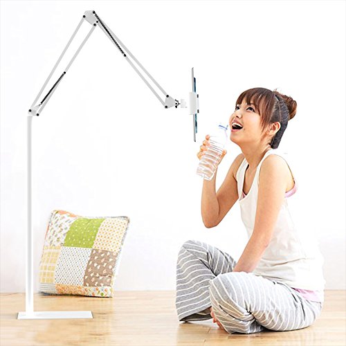 iPad Verstellbar Bodenständer, Bidear Universal 360°Drehbar Metall Tablettenhalter für Apple iPad Air, iPad Pro, iPad mini, Samsung Galaxy Tab und Handys(Weiß) - 9