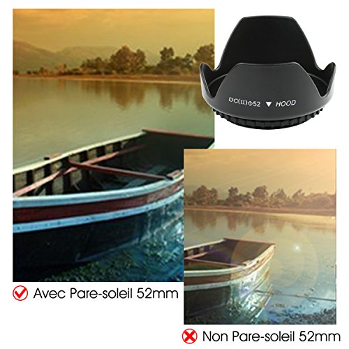 BPS 52mm Pare-Soleil pour lentille  Tulipe Paresoleil d objectif  Protecteur d objectif pour Canon Nikon Sony Olympus