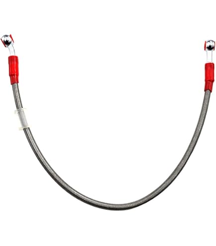 Tubo Freno Olio Moto Universale LE FOSSI - 70cm In Treccia D'acciaio Inox Con Raccordi M10 - Per Enduro, Motocross, Sportive - Linea Pressione Carburante - 4