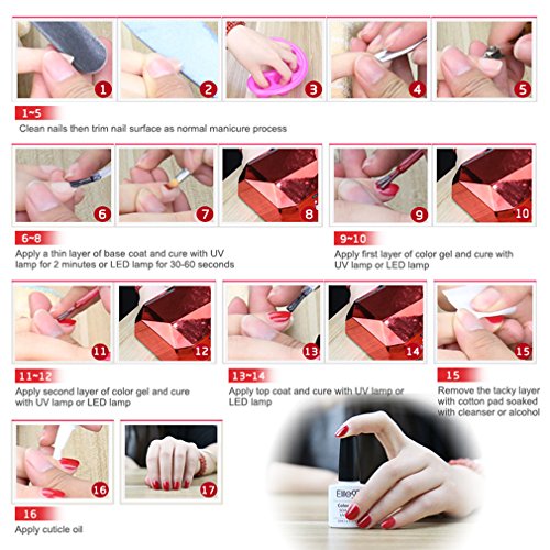 Elite99 UV LED nagellack gel shellac set nail polish set soak off gel Geschenk weinrot(12xStück 10ML) - 4