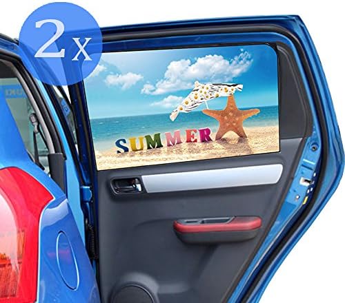 Paragon Universal Car Sun Shade 2 Pieces Side Front Rear Window Cling Window Sunshades magnet Self-adhesive 3 Layers Thicker blocking over 99.9% of Harmful UV Protection for Baby Kids Cute Cartoon 3 seconds installation