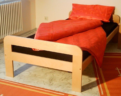 Preisvergleich Produktbild 6-6-5-2039: Bett - Holzbett - Einzelbett - Liegefläche 90x200cm, Buche massiv