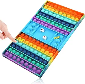 Pop It Game Fidget Toy Push Pop Bubble Game Jumbo Pop It Big Size Popit Giant Pop It Dice Game Board Pop Games for Kids Toys Stress Relief Adult Games Popet (Multicolour, 1pc Poppet & 2 Dice)
