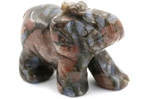 Ouubuuy Elefanten Statue,Elephant Gemstone Heilstein Figuren,Kristall Elefant Stein,Edelstein Elefant Figur Crystals for Healing