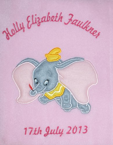 Dumbo Luxury Personalised Disney Applique Super Soft Fleece Baby Blanket