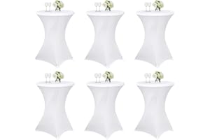 TERUNTRUE 6 Stück stehtisch hussen stehtische Spandex Stretch Tischdecke 80cm, für Bistrotisch Ø 80-85 cm, Für runden Tisch Hochzeit Geburtstagsfeier Bankett Tischdekoration (80 cm, weiß)