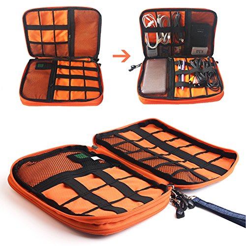 Zuoao Universal Organiser Tragbar Veranstalter Reise Tragen Fall Case Reisetasche Organisator Tasche mit Doppelschichte für Elektronikzubehör, iPad Mini,USB Kabel ,Speicherkarten - 3
