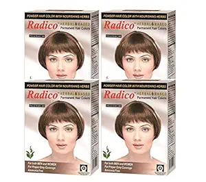 Radico Herbal Based Brown Hair Color (Ammonia Free) - Set of 4