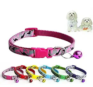 PSK PET MART Adjustable Pet Collar Bell Small Pet Cat Dog Puppy Colorful Collars (1Pcs Pink Color)