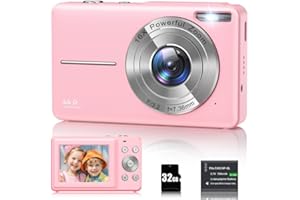 VAHOIALD Cámara Digital 1080P Cámara de Fotos 44MP Camara Fotos Digital Cámara Digital Compacta con Zoom Digital 16X, Pantalla LCD de 2,4", Tarjeta de Memoria de 32G, 1 Batería para niños, Adolescentes