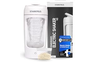STARKFELD ® Elektrischer Shaker – Automatischer Protein Mixer für perfekte cremige Eiweiß Shakes, Fitness-Boost für unterwegs mit USB-C und Akku (Weiß)