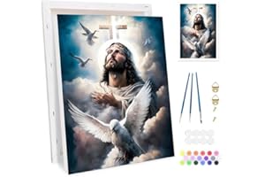 Bowetile Peinture par Numéros Crèche de Noël Avec Cadre pour Adultes, Kit Noël Paysage Peinture Numero pour Débutants Kit Toile, DIY Peinture Acrylique pour Décoration de la Maison 20x30cm