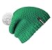 Produktbild Bommelmütze Beanie No.1 in der Farbe smaragd grün mit 2 auswechselbaren Bommeln in weiß + orange