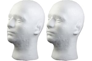 HSHDUTI 2pc Male Styrofoam Foam Mannequin Head Stand Model Display Wig Polystyrene Mannequin Manikin Head Polystyrene Head White Male Display Head Mannequin Head for Wig Hat Headset Sunglasses (2pcs C)