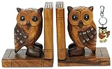 Eulen Buchstützen x 2 : Handgeschnitzte hölzerne tierische Verzierung : Qualitätsweihnachtsgeschenk für Männer u. Frauen : Traditionell Handgefertigt aus Holz: Haus Dekoration