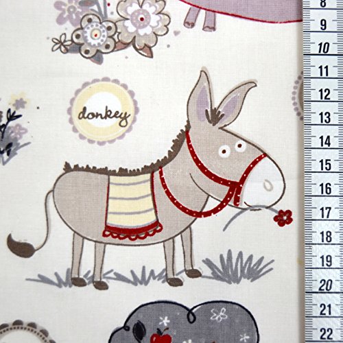 Baumwoll-Kinder-Stoff „Landleben“ bunt auf natur / sehr hochwertig / Englisch lernen / Meterware ab 50cm / FX-2-811 - 3