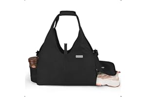 HUALIANG Damska torba do jogi, 25L Damska torba sportowa, Sportowa torba fitness z kieszenią na buty, fitnessu torba do jogi, może pomieścić matę do jogi, siłownię, jogę, saunę, zakupy(Czarny)