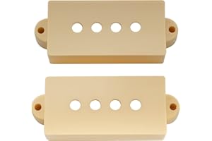 Musiclily Pro Plástico Precision Bass Cubiertas Pastillas Sin Agujeros Set para Fender P Bass, Crema(Set de 2)