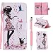 Produktbild Schutzhülle für Sony Xperia XZ / XZs Hülle, ZCRO Flip Case Leder Tasche Hülle mit Muster Bunt Kartenfach Magnet Standfunktion Strap Cover Multifunktion Wallet Design im Bookstyle Etui Handy Hüllen Schale und Glitzer Stift für Sony Xperia XZ / XZs (Blumen Mädchen Katze)
