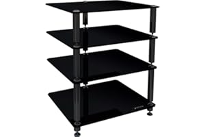 NorStone Bergen Meuble Hifi 4 tablettes modulables Pointes et Contre-pointes Finition Noir Laqué