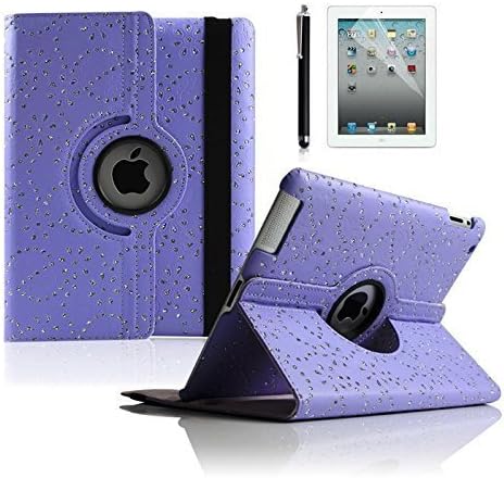 Reedax iPad Mini 1- iPad Mini 2 - iPad Mini 3 - PU Leather Flip Case Cover Pouch 360 Degree Rotating with Auto Sleep/ WakeUp Function -Purple