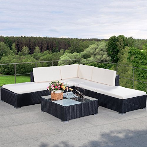 Rattenmöbel Gartenmöbel Lounge Set Ratten Polyrattan Edelstahl Garnitur Sitzgruppe Lounge Gartenmöbel Set - 3