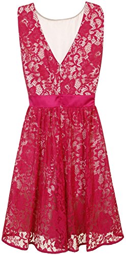 Little Mistress Lace Overlay Bow Front Prom Dress Magenta UK 8