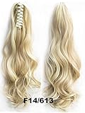 Queen Wig Long wave Clip in/on Wavy Ponytail Hair Extension Hairpiece Claw - #14/613 Medium Blonde/bleach blonde