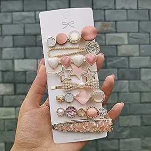 8 Pcs Korean Style Pearl Barrettes Womens Set Hairpin Korean Style Hair Clip Marble Alligator bobby pins Duck-billed Headdress Jewelry Hair Accessories set (Geometric)