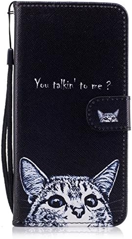 BONROY iPhone 7 Plus Wallet Case, iPhone 8 Plus Leather Case, Folio Flip Case Cover for iPhone 7 Plus / 8 Plus with Strap, Premium Soft PU Leather Notebook Wallet Cute Animal Cat Pattern Design Case with [Kickstand] Stand Function Card Holder and ID Slot Slim Flip Protective Skin Cover for iPhone 7 Plus / 8 Plus (5.5 inch)