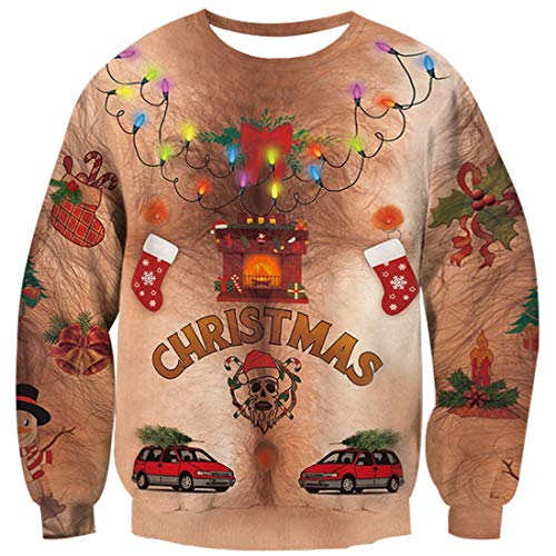 Goodstoworld 3D Sweat-Shirt De Noël Unisexe Les Adolescents Funny Pullover Amusant Pulls Christmas Jumpers T Shirt Tops Poils du Torse XXL