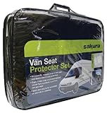 Sakura Set de protectores para asientos de furgoneta, incluye un protector individual para el asiento del conductor y otro para un asiento doble, color negro.