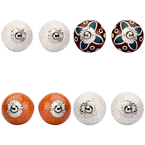 Preisvergleich Produktbild Keramik-Knöpfe, Schrankknöpfe, Schubladen-, Kommodenknöpfe, Handwerkskunst, handgefertigt, dekorativ, 8 Stück