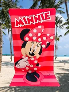 JBG Home Store Micro Cotton 300 GSM Printed Bath Towel for Kids,Boy/Girls-Size Large(75 x 150 cm,Multicolor)-Minnie(Pack of 1)