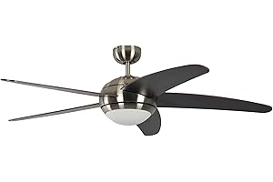 ‎PEPEO Pepeo Deckenventilator mit Beleuchtung und Fernbedienung Melton, Gehäuse Nickel, Flügelfarbe Wanaque / braun, 132 cm, für Räume bis zu 25m²