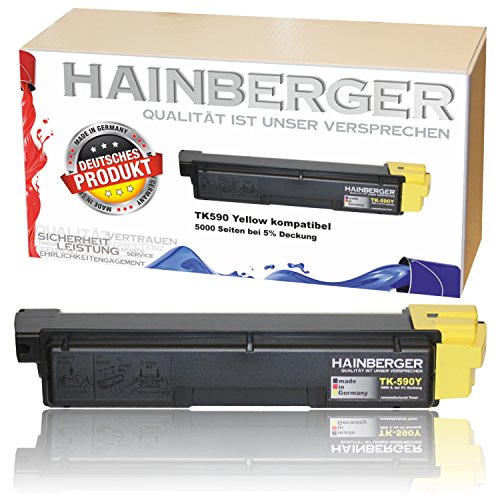 Hainberger Toner für Kyocera TK590 Yellow für ECOSYS M6526cdn / FS-C5250DN / ECOSYS P6026cdn / FS-C2126MFP / ECOSYS M6026cdn / FS-C2026MFP / FS-C2626MFP / ECOSYS M6526cidn / FS-C2526MFP / ECOSYS M6026cidn