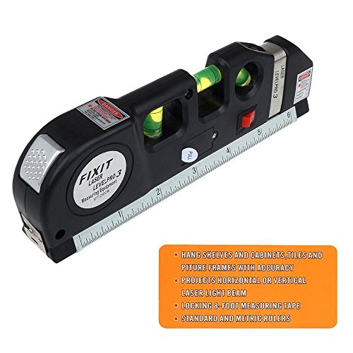 TILY Mehrzweck-Laser Level Laser Maßnahme Line 8 ft + Maßband Lineal Angepasst Standard und Metrisches Herrscher - 3