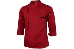 Hellery Blouse de Cuisinier Veste de Cuisine Femme Homme Manches Longues