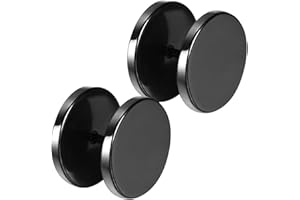 Flongo Boucles d'Oreilles Homme Acier Inoxydable Clous d'Oreilles Rond Large 4-14mm Fantaisie Bijoux Cadeau Couleur Noir