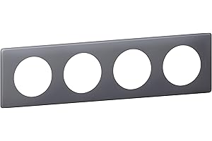 LEGRAND | Plaque 4 Postes Schiste, Céliane Collection Poudré, Finition Mat Élégante, Montage Horizontal Ou Vertical, Compatible Avec Supports Universels