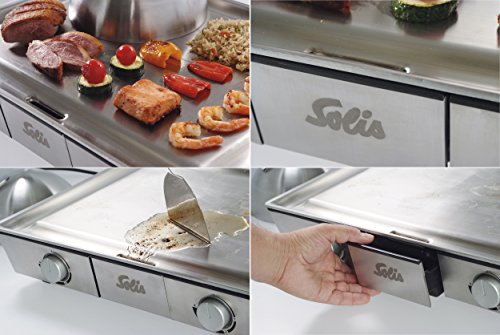 Solis Tischgrill, Edelstahl-Grillplatte, Teppanyaki-Glocke, Zwei Heizzonen, Grillen und Dünsten, Teppanyaki at Home Grill (Typ795) - 6